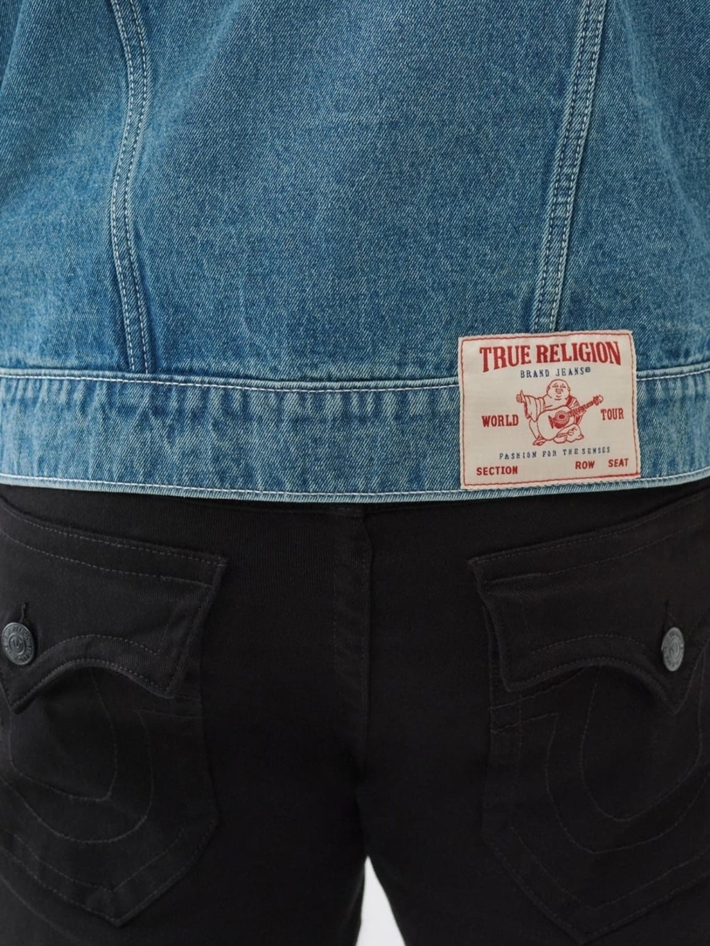 True Religion Light Blue Denim Jacket with Patch Accents - Picture 4 of 4